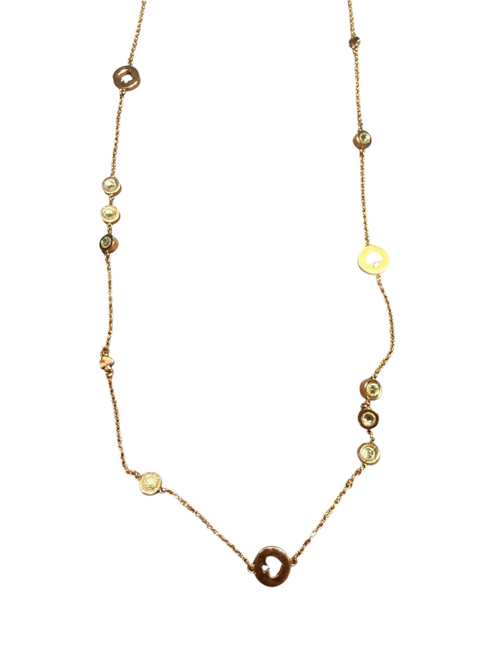 kate spade Spot the Spade Rose Gold Station Necklace with Logo Discs and Crystal